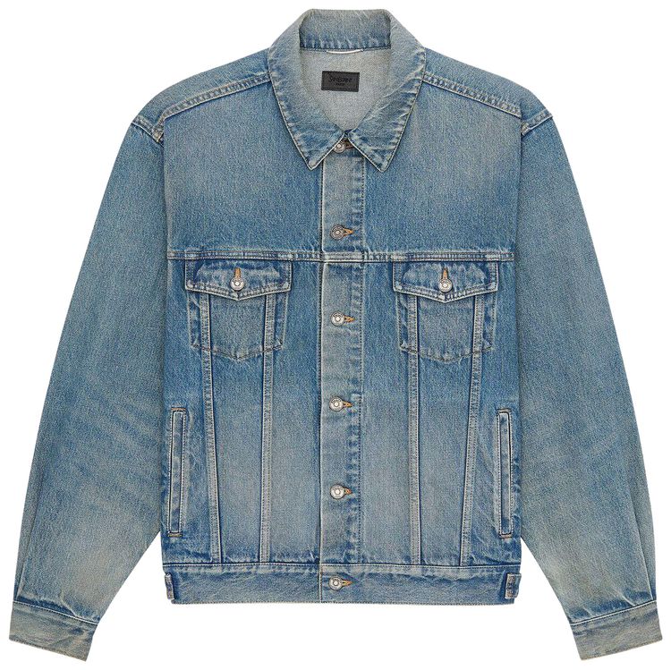Saint Laurent Loose Trucker Jacket Midi Blue