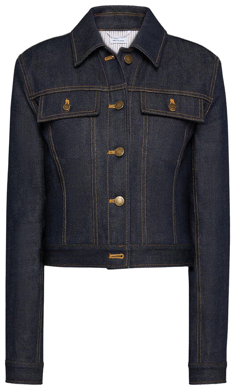 Thom Browne Shrunken Fit Denim Jacket In Japanese Selvedge Denim Navy