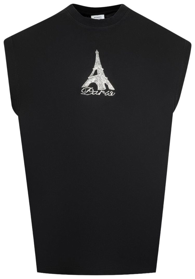 Vetements Crystal Paris Sleeveless T Shirt Black