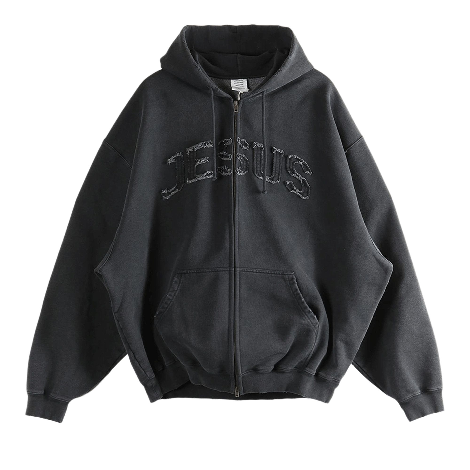 Buy Vetements Jesus Christ Zip Up Hoodie 'Washed Out Black