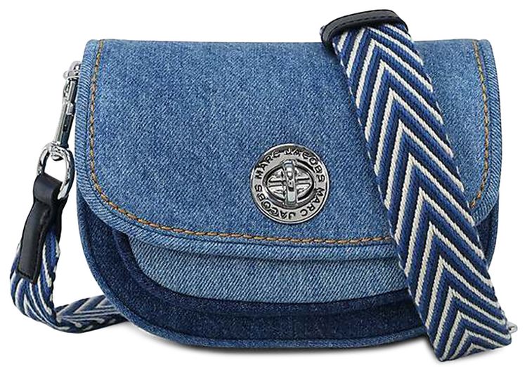 Marc Jacobs Signet Turnlock Small Saddle Bag Denim