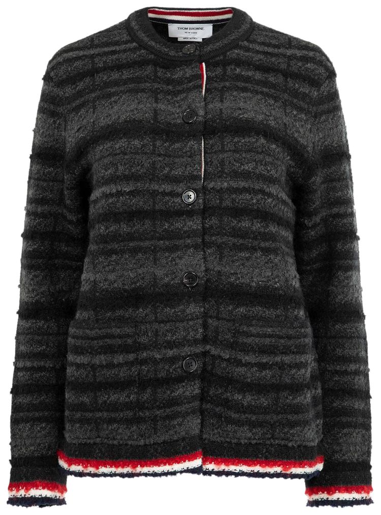 Thom Browne Tartan Check Inlay Cardigan Black