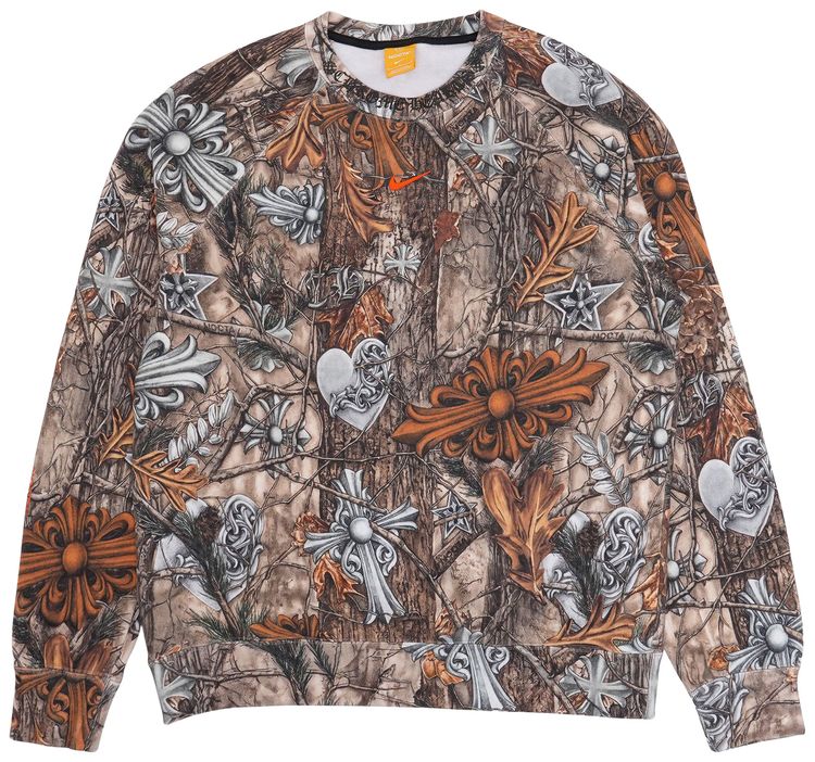 Chrome Hearts x NOCTA x Nike Cardinal Stock Fleece Crewneck Multi ColorSafety Orange