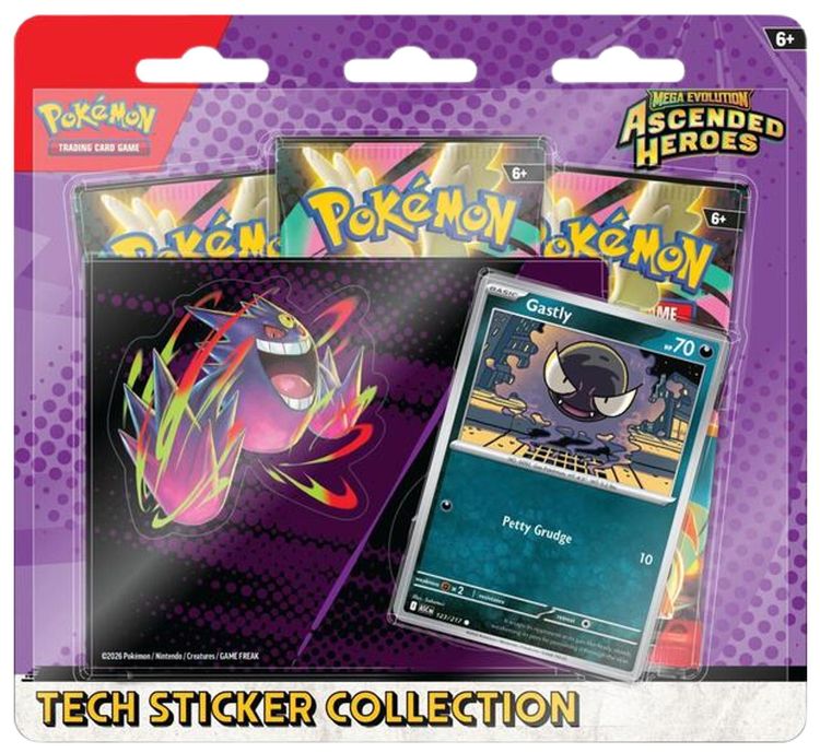 Pokemon Mega Evolution Ascended Heroes Tech Sticker Collection Gastly