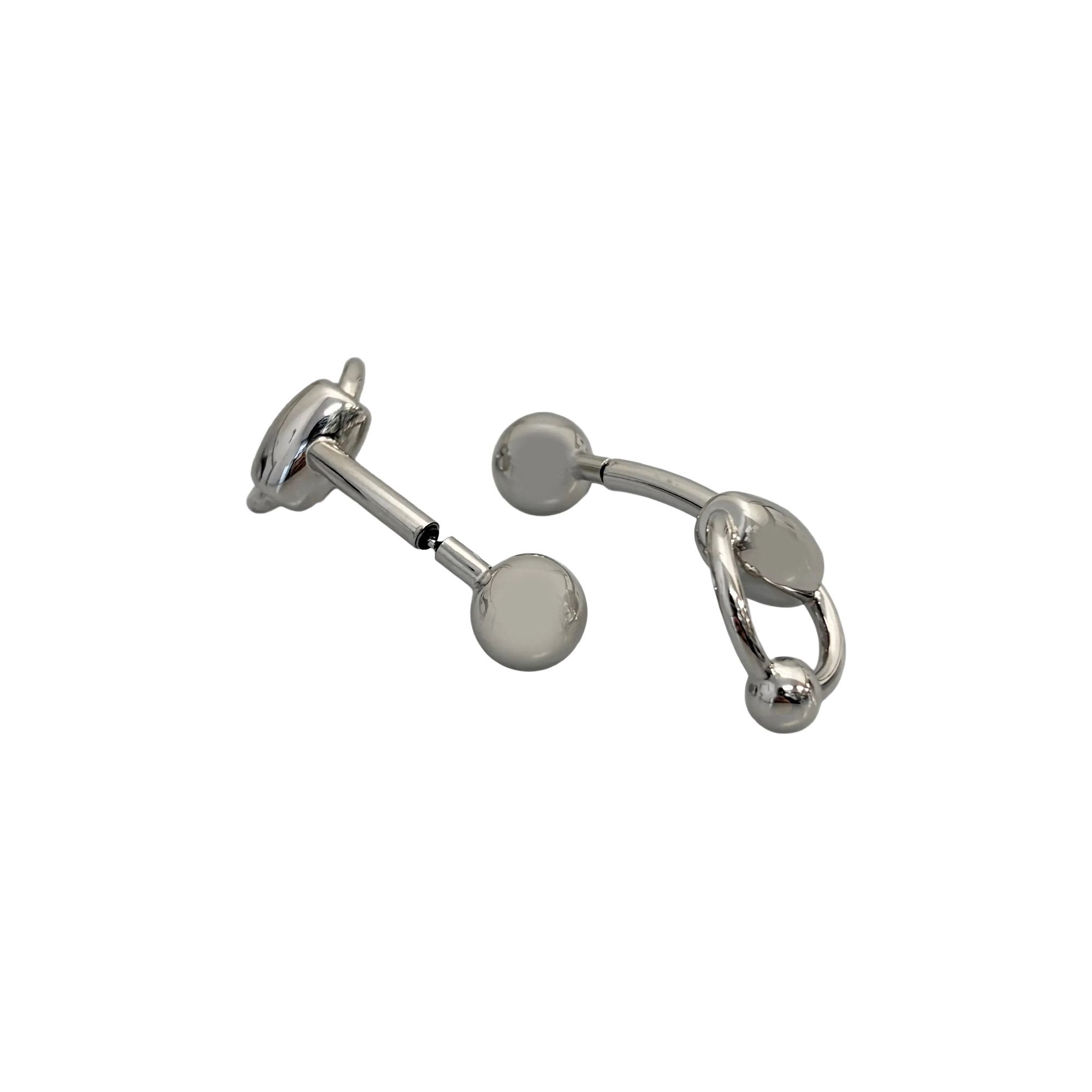 Buy Jean Paul Gaultier Equestrian Piercing Earrings 'Shiny Silver