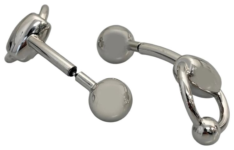 Jean Paul Gaultier Equestrian Piercing Earrings Shiny Silver