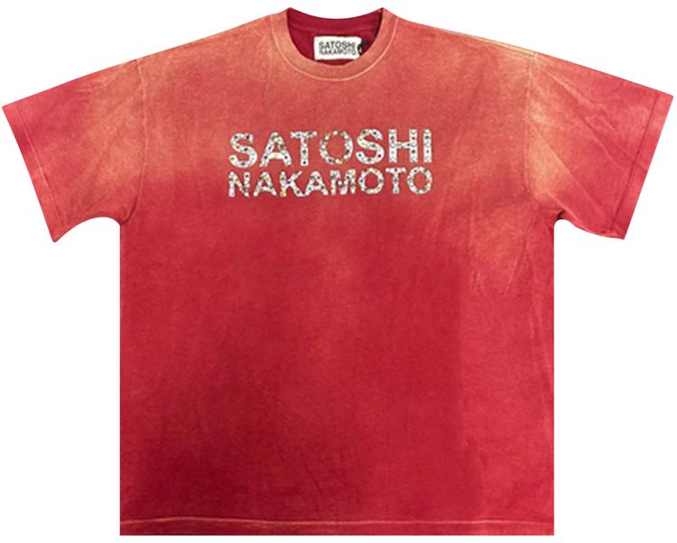 Satoshi Nakamoto Pearl Studded Logo Tee Burgundy