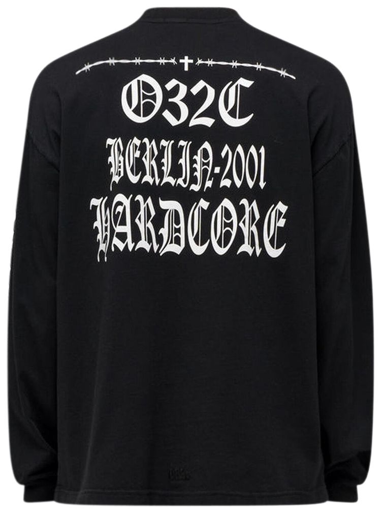 032C Hardcore Since 2001 Long Sleeve Washed Black