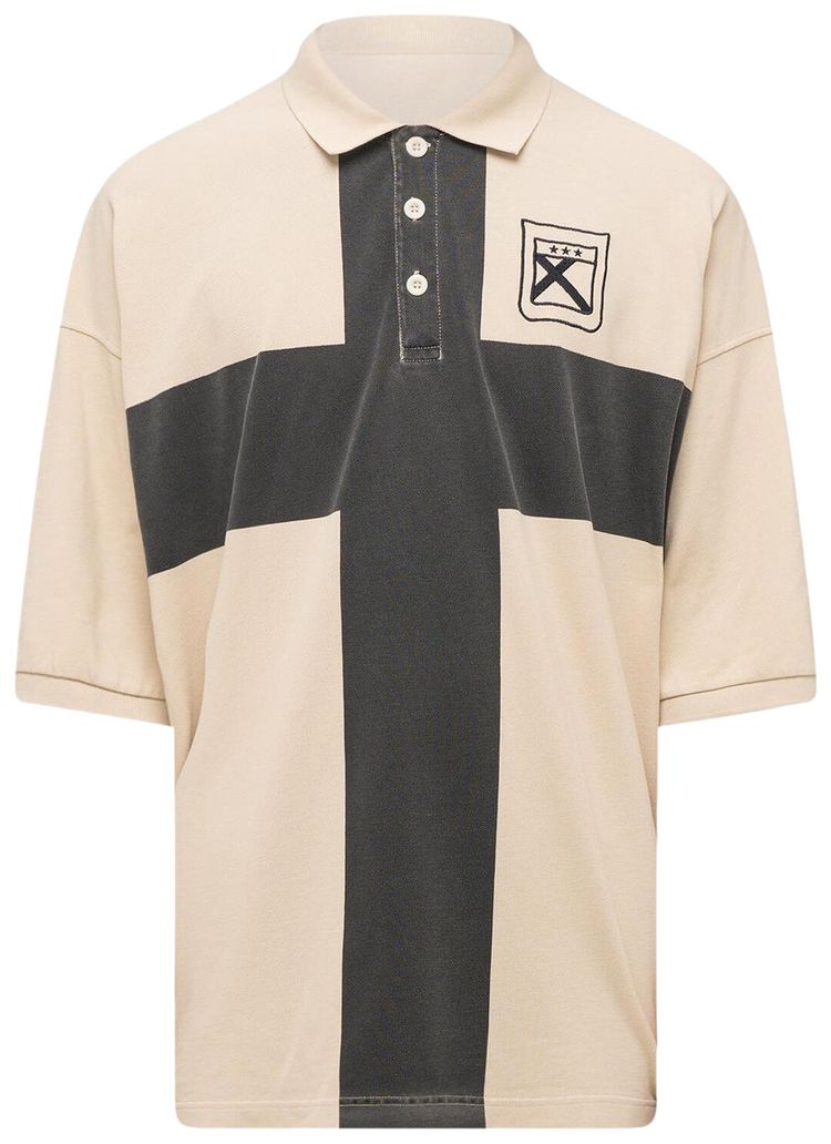 032C Fainting Cross Oversized Polo Shirt Sand