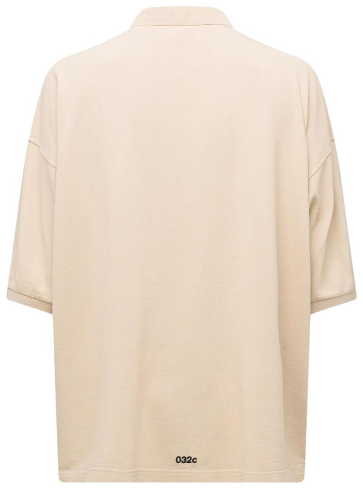 032C Fainting Cross Oversized Polo Shirt Sand