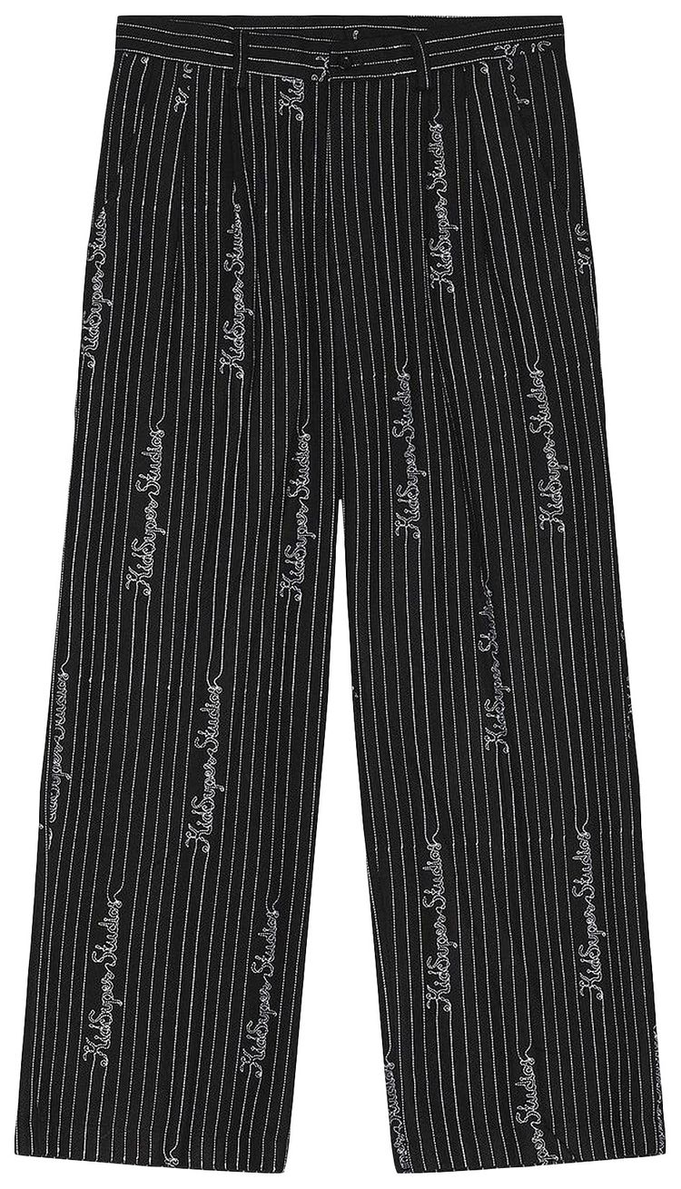 KidSuper Embroidered Pinstripe Suit Pant Black