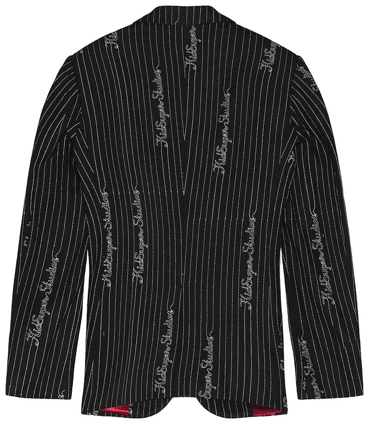 KidSuper Embroidered Pinstripe Suit Top Black