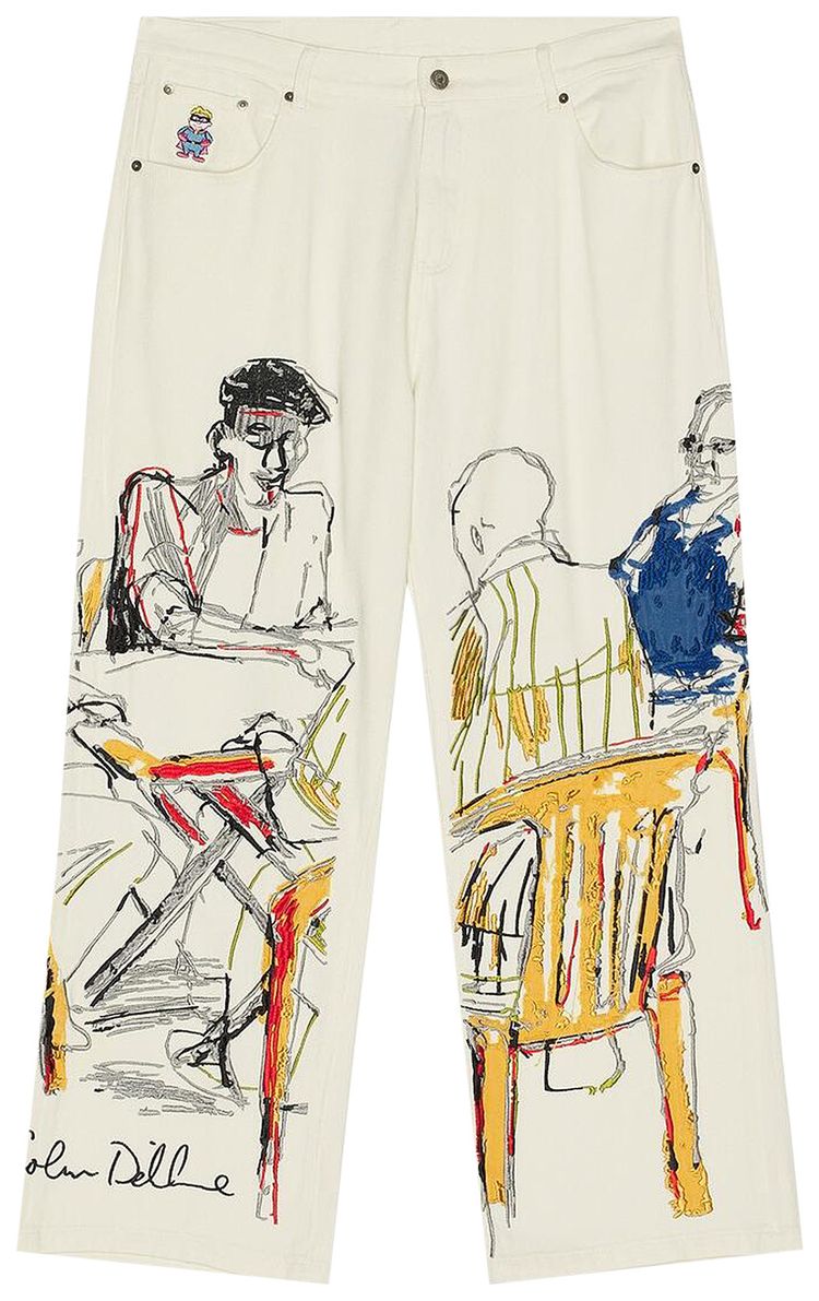 KidSuper Dominos Embroidery Jeans Cream