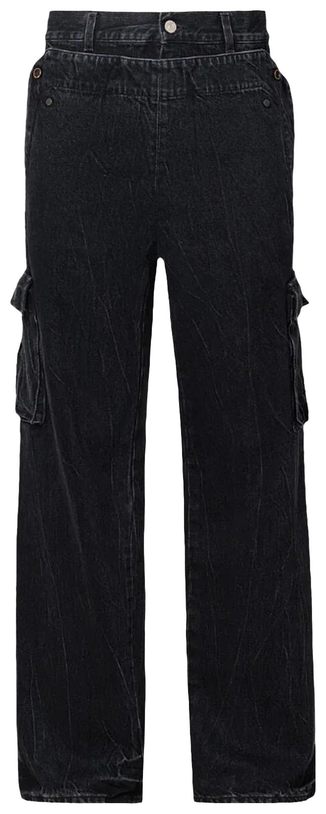 le PERE Peek A Boo Denim Trousers Black