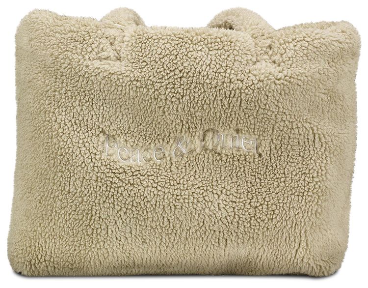Museum of Peace  Quiet Wordmark Sherpa Tote Bag Brown