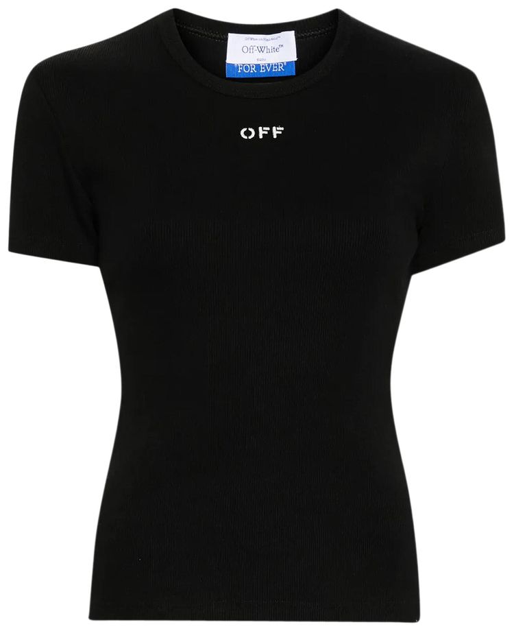 Off White Off Stamp Rib Basic Tee BlackWhite