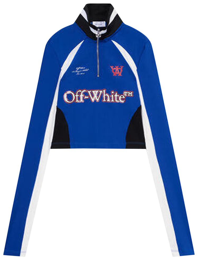 Off White Tech Jersey Serena Long Sleeve Top Electric BlueWhite