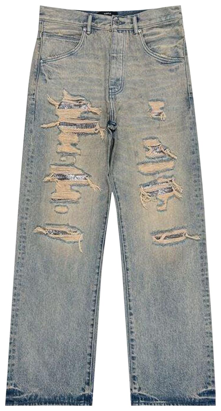 PURPLE BRAND Tinted Sequin Repair Light Indigo