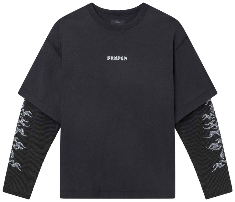 PURPLE BRAND Textured Jersey Padded Tee Black