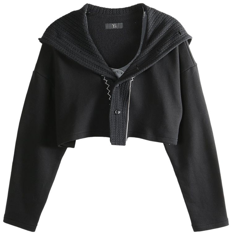 Ys O Button Open S Hoodie Topcoat Black