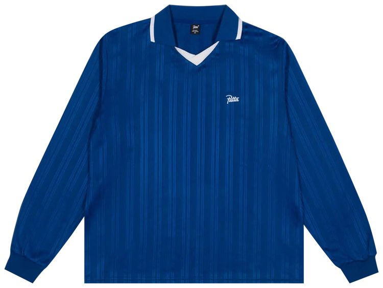 Patta Jacquard Striped Long Sleeve Jersey Blue