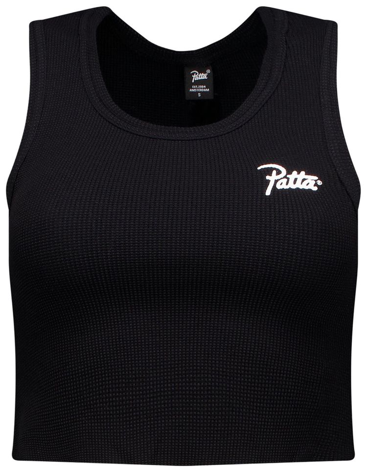 Patta Femme Cropped Waffle Tank Top Black