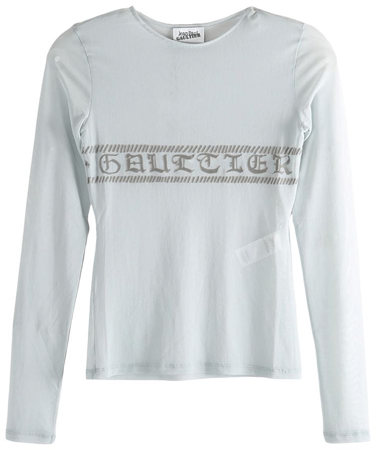 Jean Paul Gaultier Mesh Crewneck Long Sleeve Top Light Blue