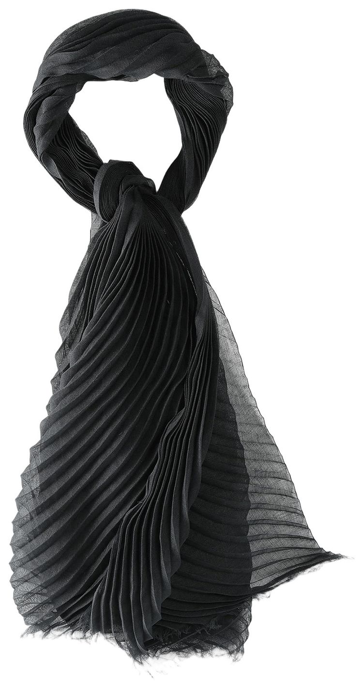 Issey Miyake Feather Ramie Pleats Stole Black