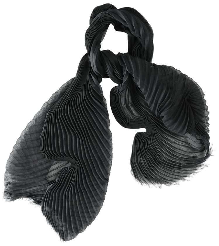 Issey Miyake Feather Ramie Pleats Stole Black