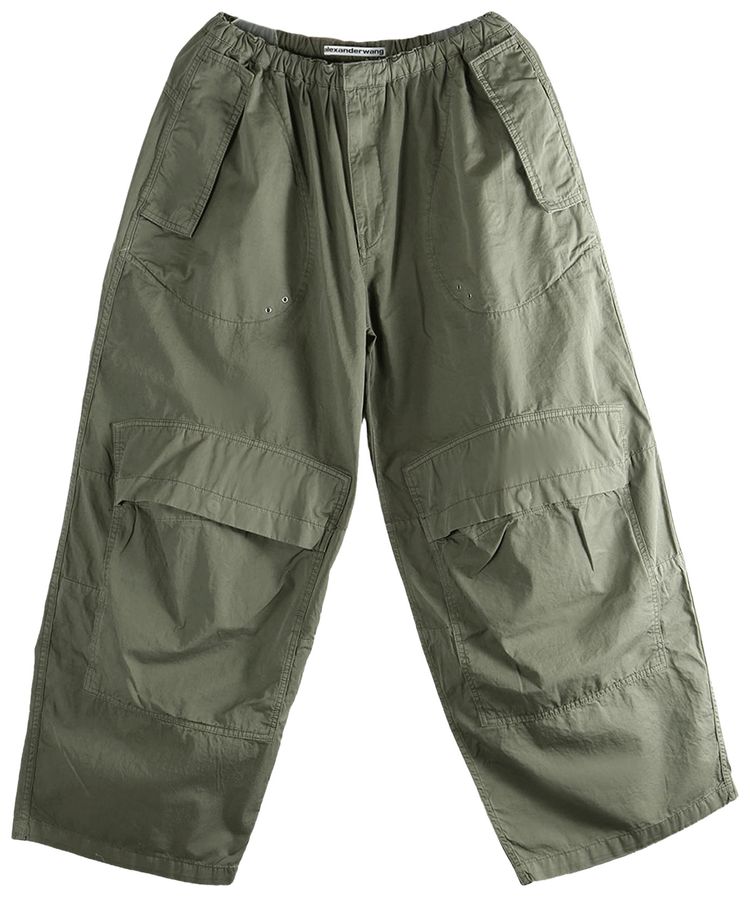 Alexander Wang Articulated Pocket Mid Rise Cargo Pants Washed Army Green
