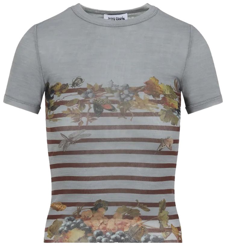 Jean Paul Gaultier Printed Mariniere Grape Mesh Tee Light BlueMulticolor