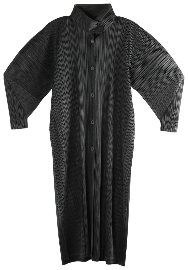 Pleats Please Issey Miyake Thicker Bottoms 1 Batwing Sleeve Coat Black