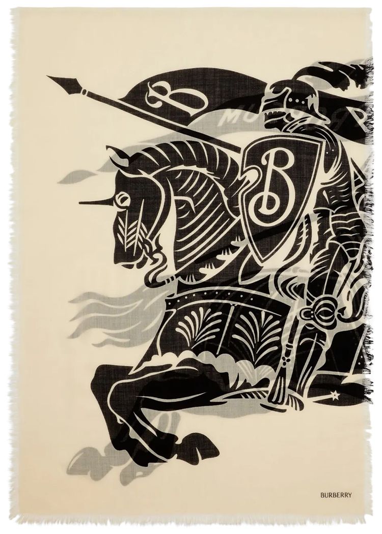 Burberry MU Large Wide EKD Wool Scarf Calico