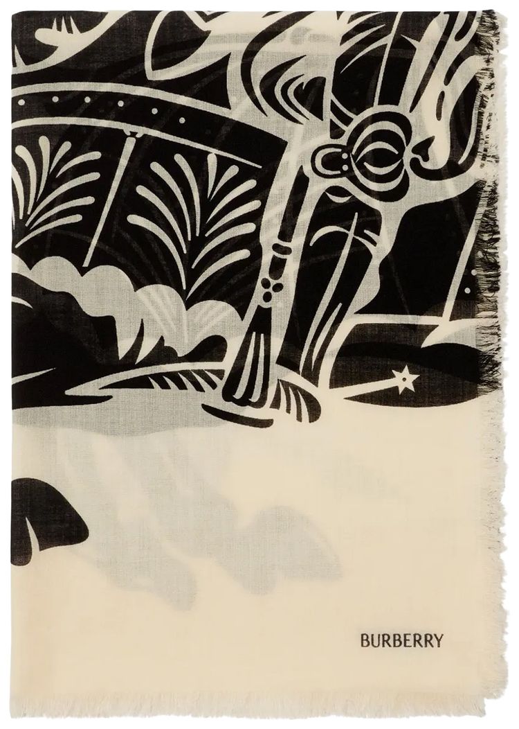 Burberry MU Large Wide EKD Wool Scarf Calico