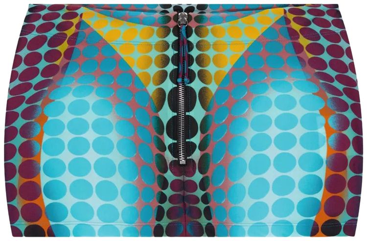 Jean Paul Gaultier Center Front Zip Closing Mini Skirt BluePurpleYellow