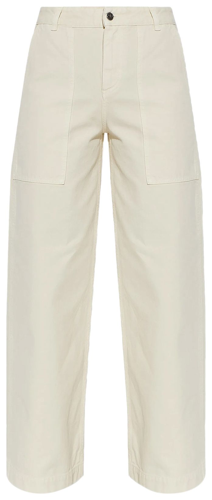 Moncler Button Zipper Closure Straight Leg Trousers Light Beige