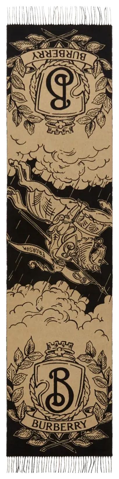 Burberry MU Wide Reversible Stormy Knight Scarf Sand