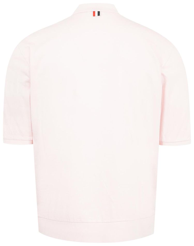 Thom Browne Overdyed 4 Bar Short Sleeve Rib Cuff Polo Light Pink