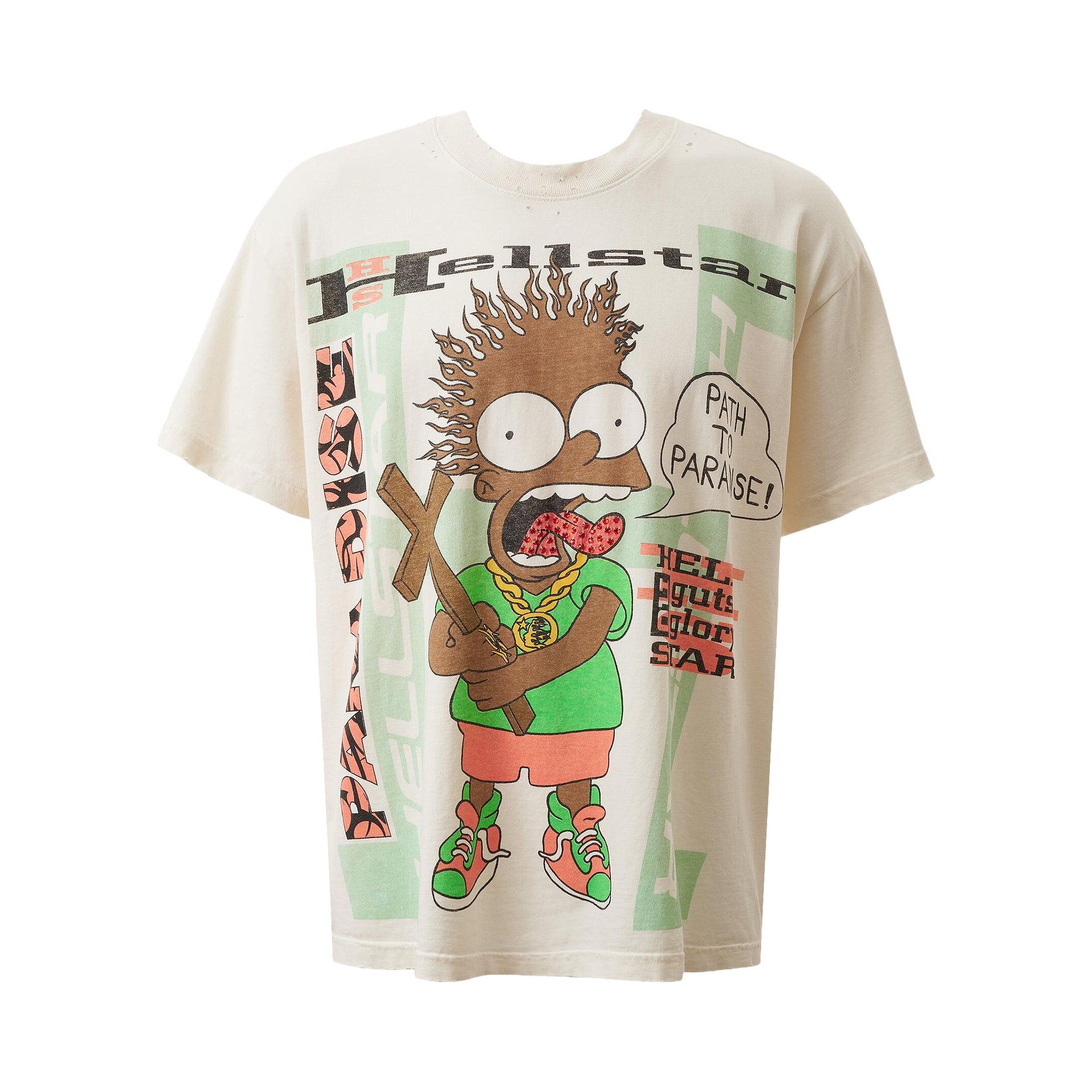 Hellstar Cartoon Bart Cross Tee White