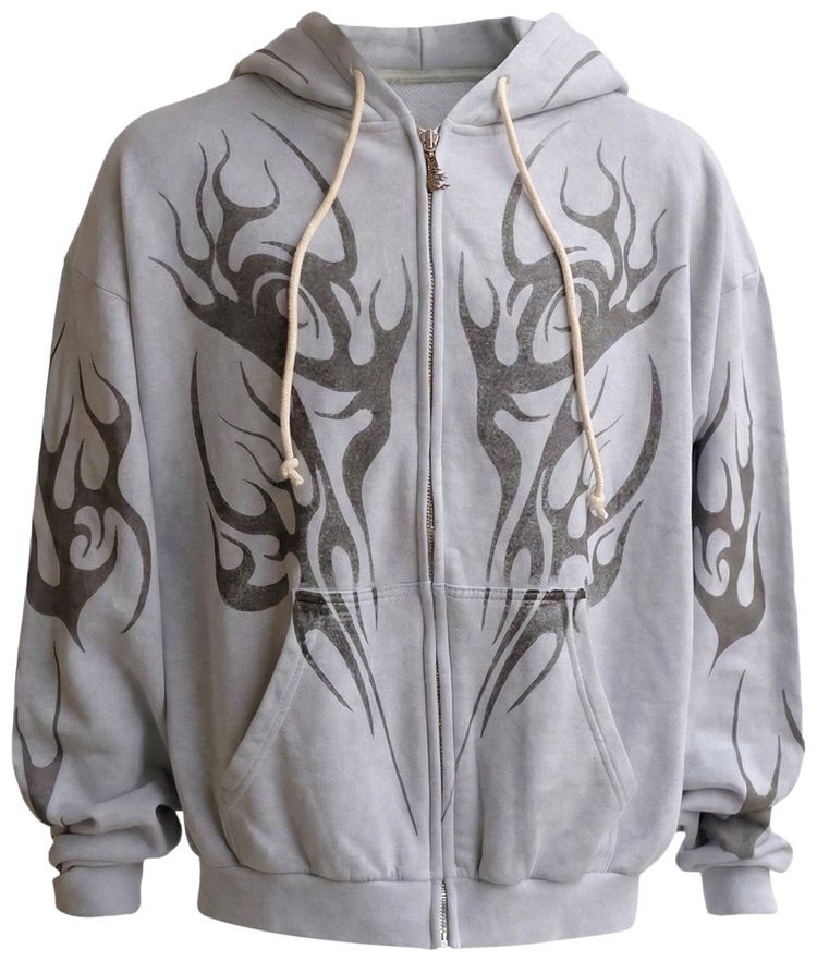 Hellstar Tribal Flame Zip Up Grey