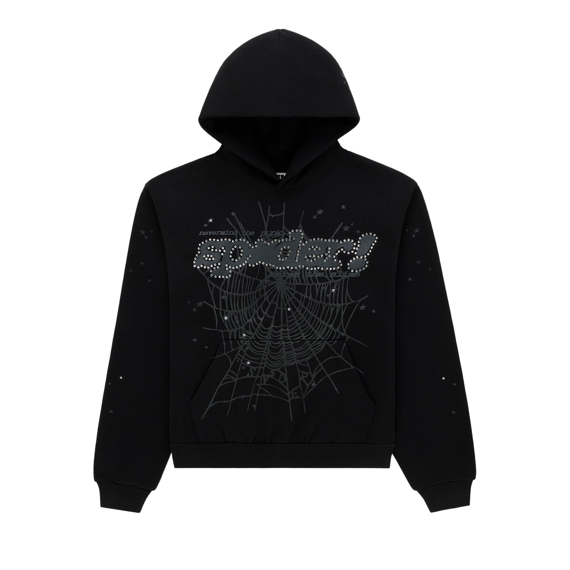 Buy Sp5der Rhinestone Punk V2 Hoodie 'Black' - ST041SS26BLK | GOAT