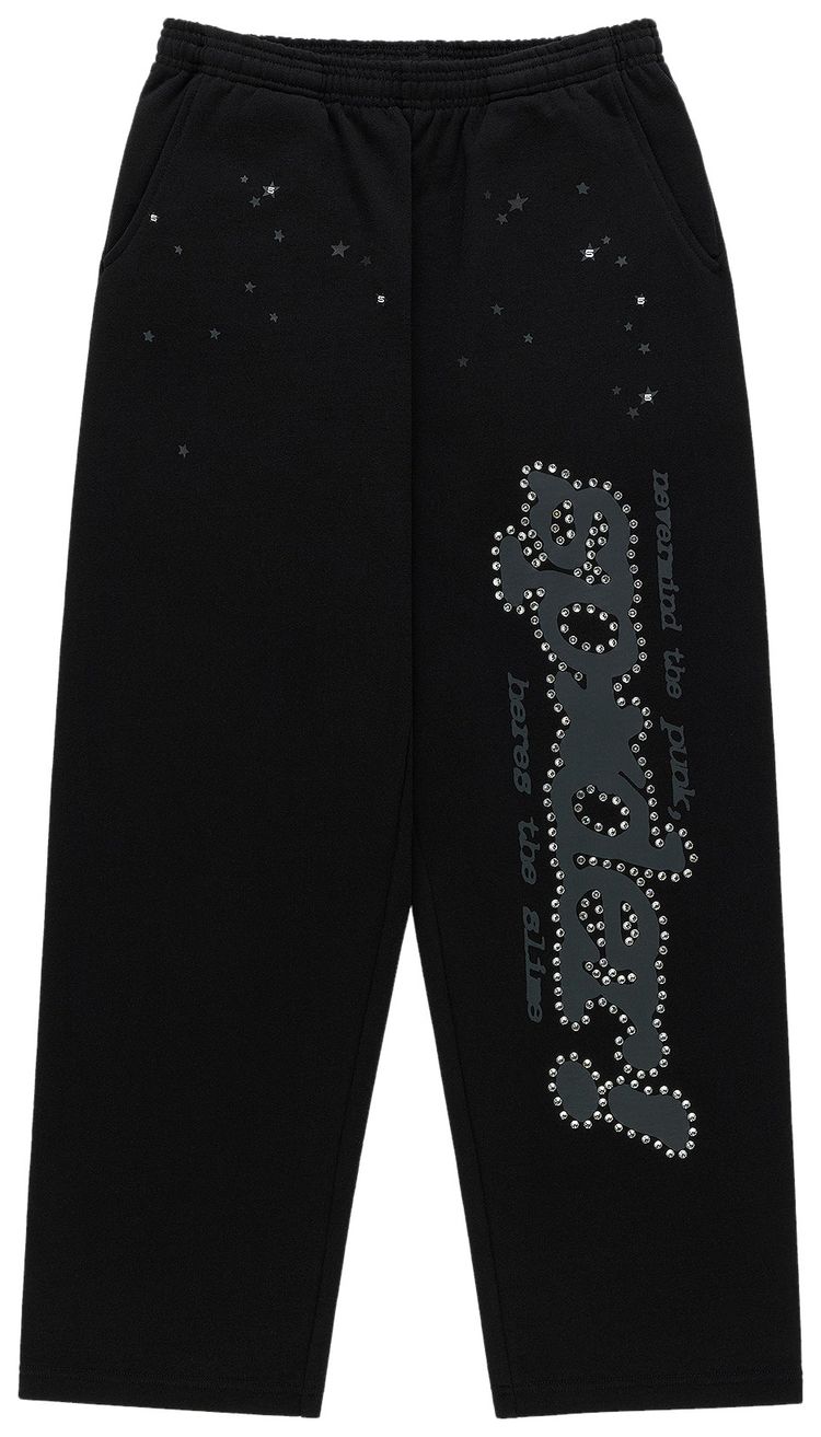 Sp5der Rhinestone Punk V2 Sweatpant Black