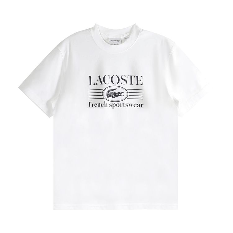 Lacoste Classic Fit Print Cotton Jersey T Shirt White