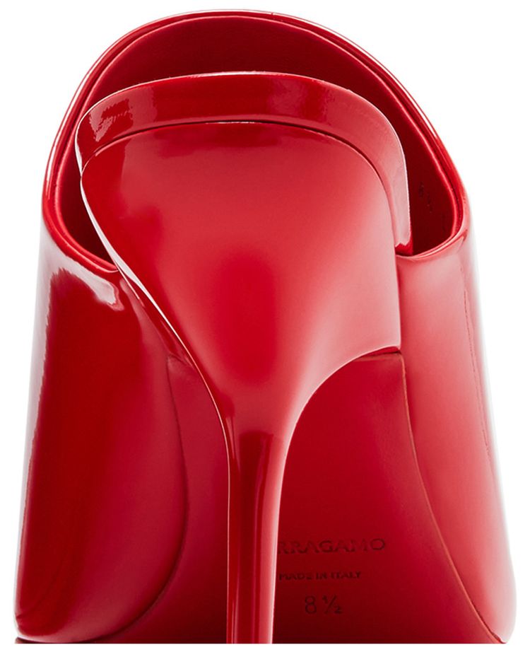 Wmns Ferragamo Era Patent Leather Mule Red