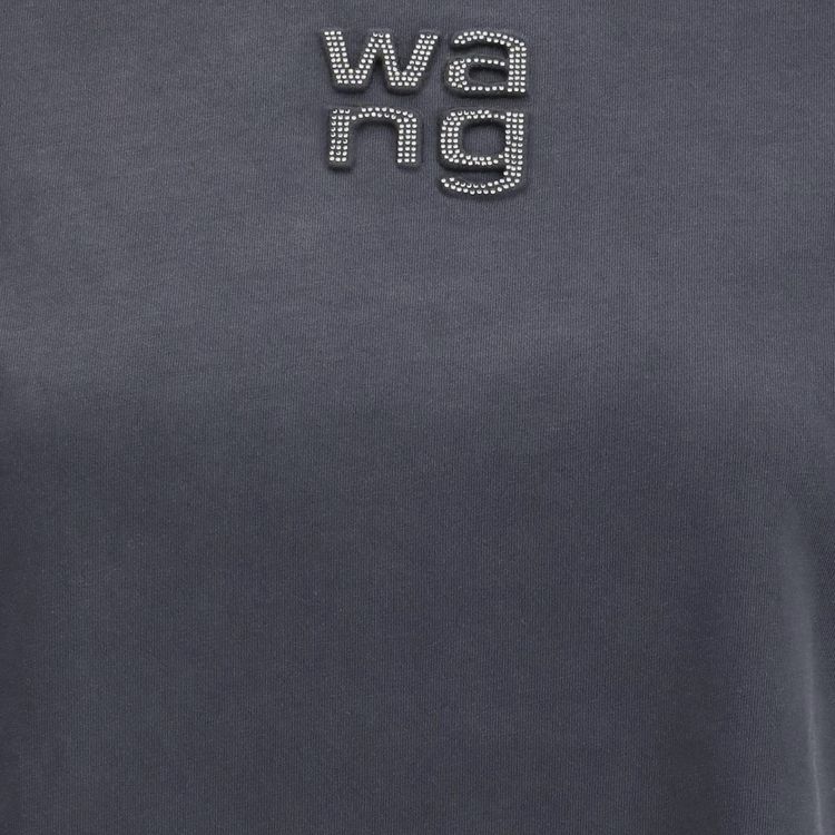Alexander Wang Shrunken Tee with Hotfix Logo Washed Black