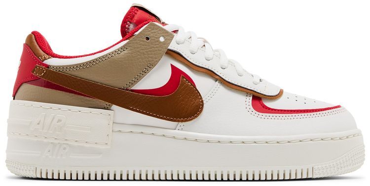 Nike Wmns Air Force 1 Shadow Phantom Fire Red Khaki
