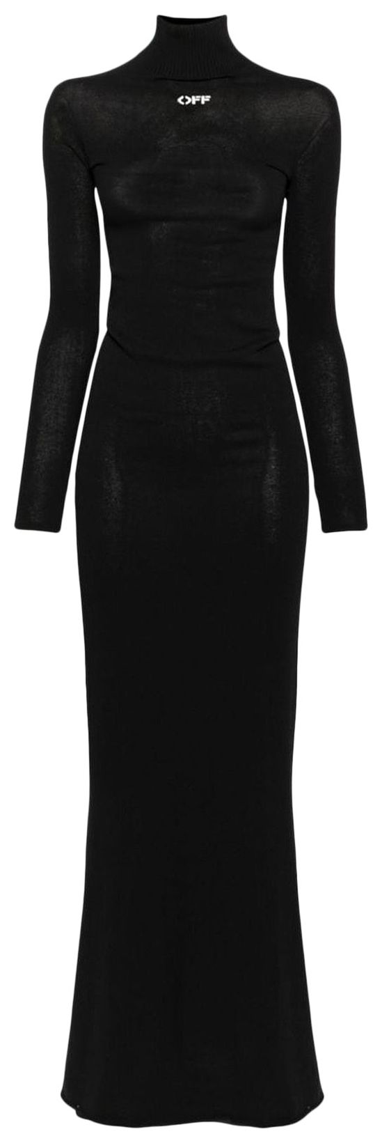 Off White Off Stamp Slick Long Dress Black White