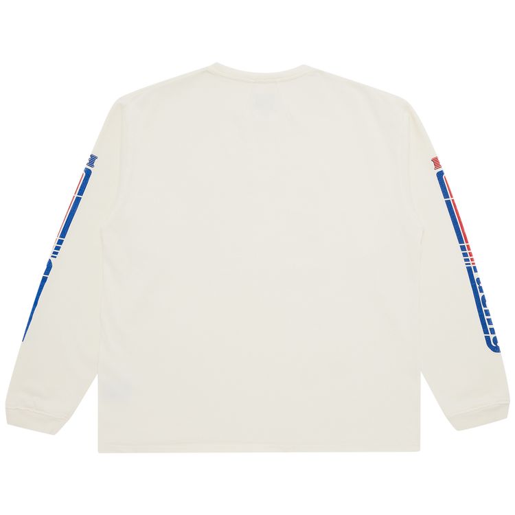 Rhude Split Petrol Logo Long Sleeve Tee White