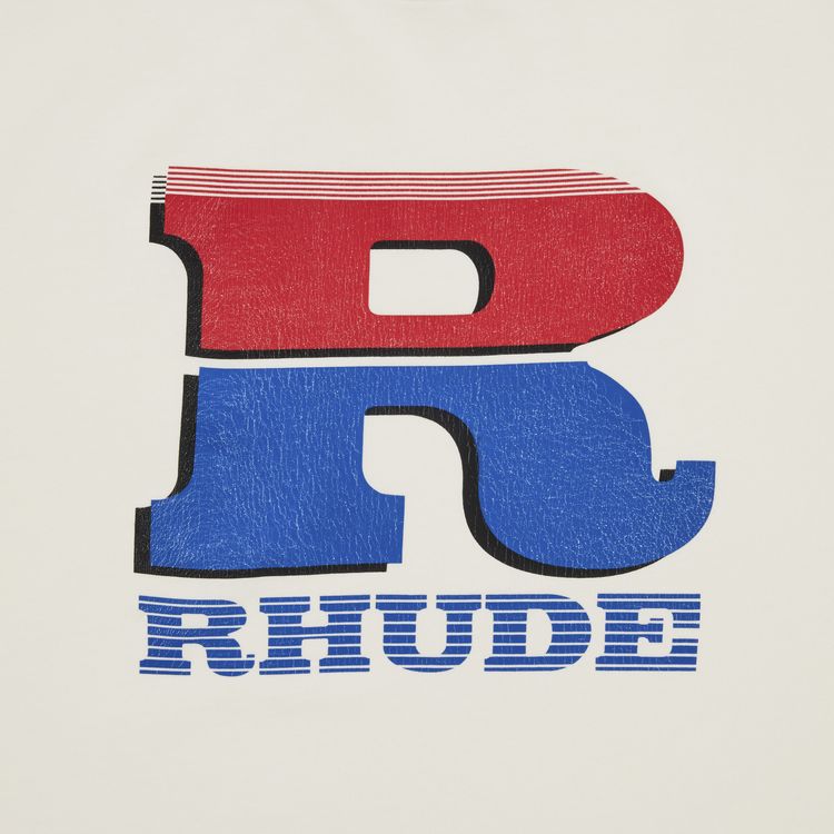 Rhude Split Petrol Logo Long Sleeve Tee White