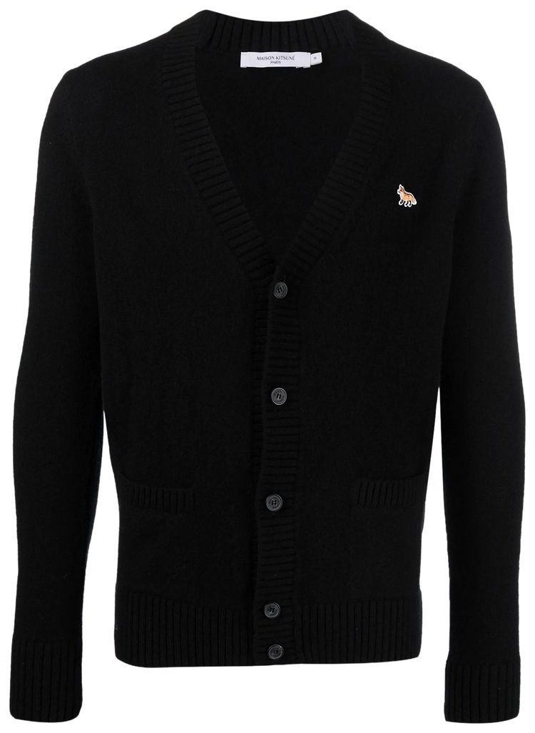 Maison Kitsune Baby Fox Patch Cosy Cardigan Black